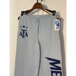 Argentina AFA Lionel Messi New Sz Medium Woman's Light Blue Wide Leg Sweatpants